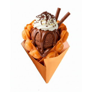 Bubble Waffle cu Înghețată de Ciocolată, Frișcă și Nutella