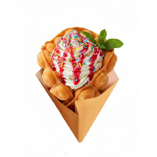 Bubble Waffle cu Frișcă, Topping de Capsuna