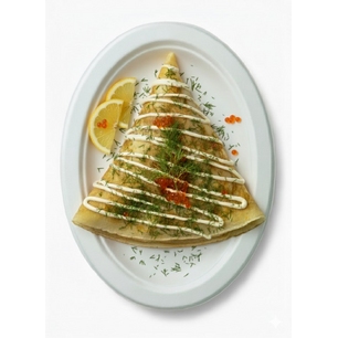 Clătită sărat cu somon și avocado